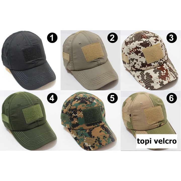 topi velcro army tactical camouflage military outdoor  emblem loreng