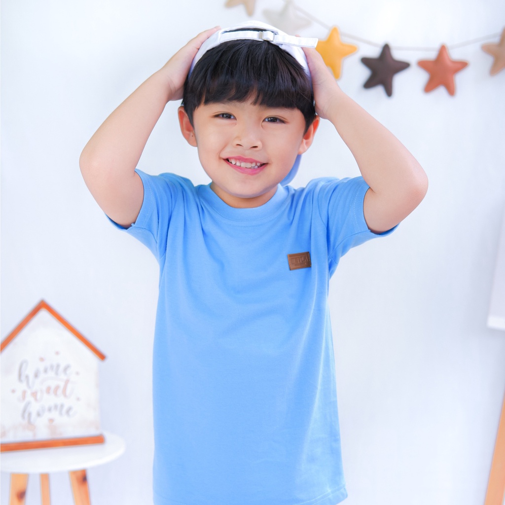 Kaos Polos Anak Laki Laki Perempuan Branded Premium Original | Mevla Kids - Kenzi Dusty Blue