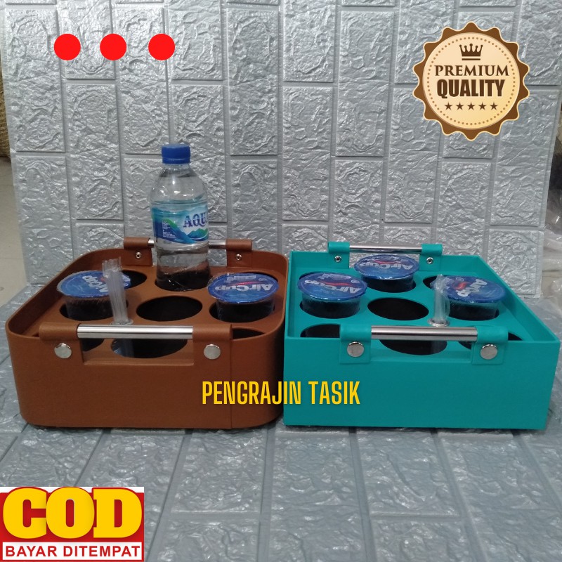 Keranjang Aqua Gelas Unik Isi 9 Cup Model Kotak & Oval Tempat Air Mineral Cup Keranjang Air Mineral 
