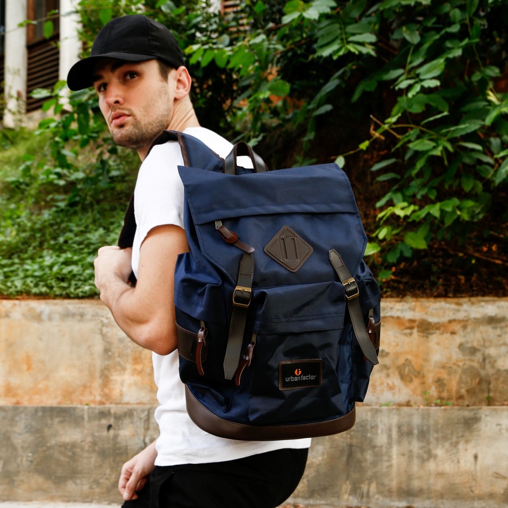 BRAIN STORM NAVY |Urban Factor x FORIND| Tas Ransel Ori Bag Polos Pria Wanita Backpack Baru New