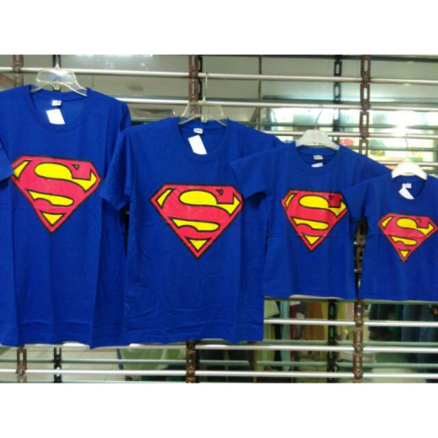Kaos baju kembaran keluarga pasangan family couple motif superman murah cotton
