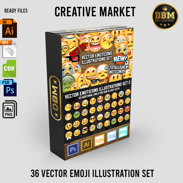 36 Vector Emoji Illustration Set - Vector Designs