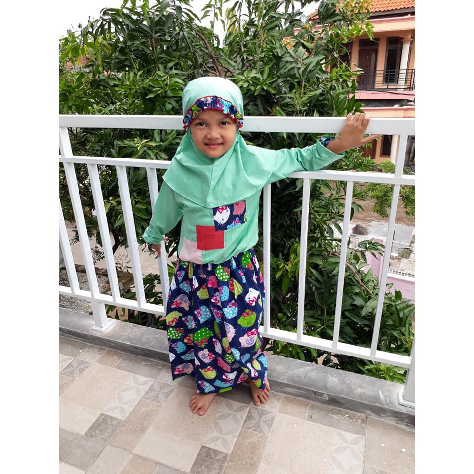 2-9 tahun setelan rok anak alina  set hijab