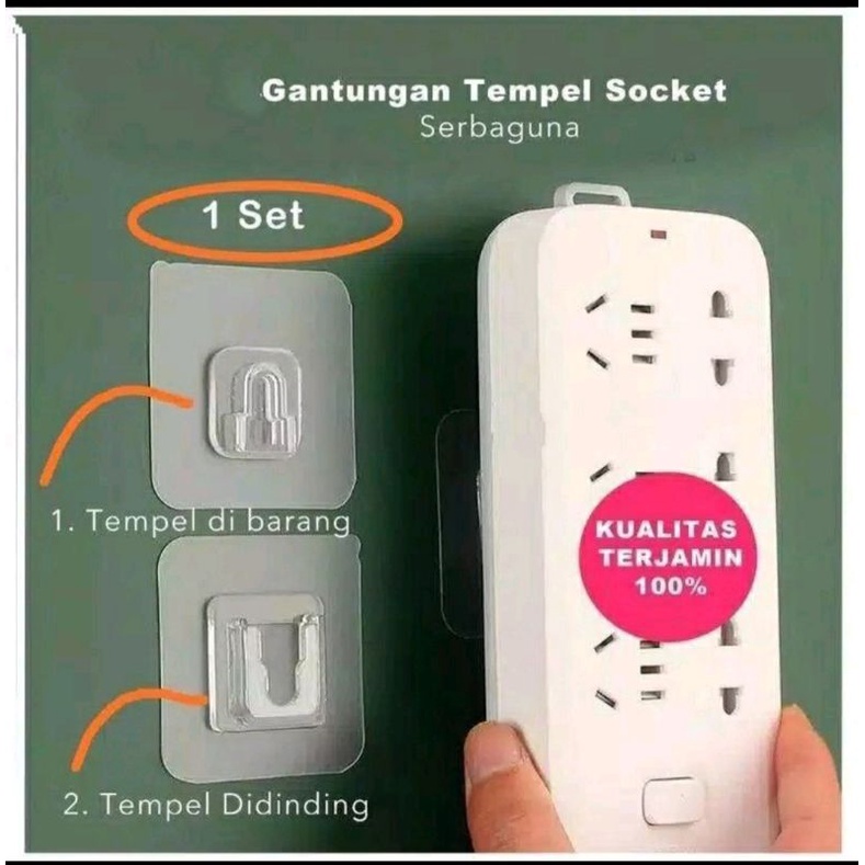 Gantungan Tempel Dinding 1 Set Magic Wall Sticker Gantungan Socket