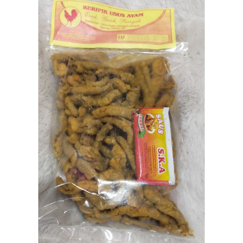 

kripik usus ayam cap ayam jago kripsus renyah gurih camilan Snack jajan kiloan 500gr free saos