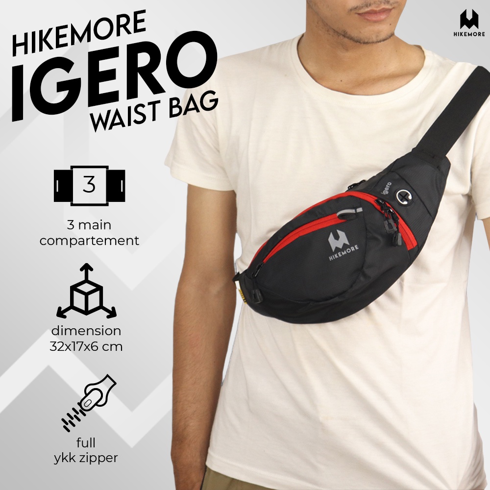 Hikemore Igero Up Tas Selempang Pinggang Waist Bag Outdoor Original