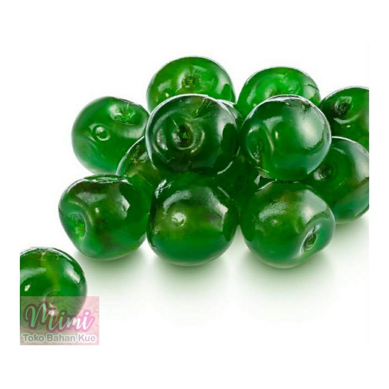 

Cheri Hijau Gundul 100g Green Cherry Tanpa Tangkai