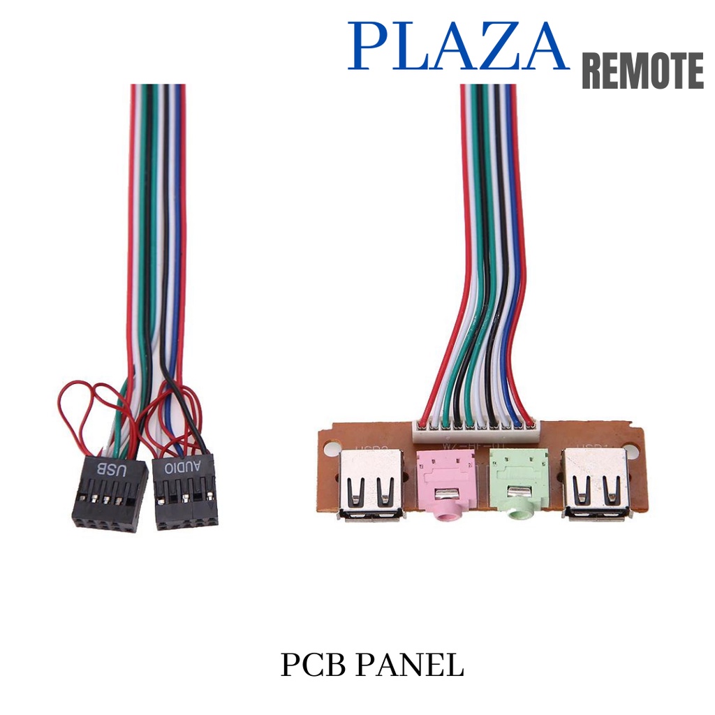 FRONT PANEL PCB KOMPUTER UKURAN 6.8 CM 2 USB AUDIO JACK 3.5 MM EARPHONE KABEL