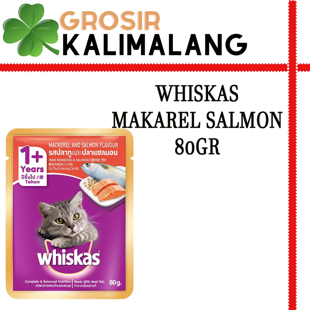 Whiskas Pouch Makarel Salmon 80gr