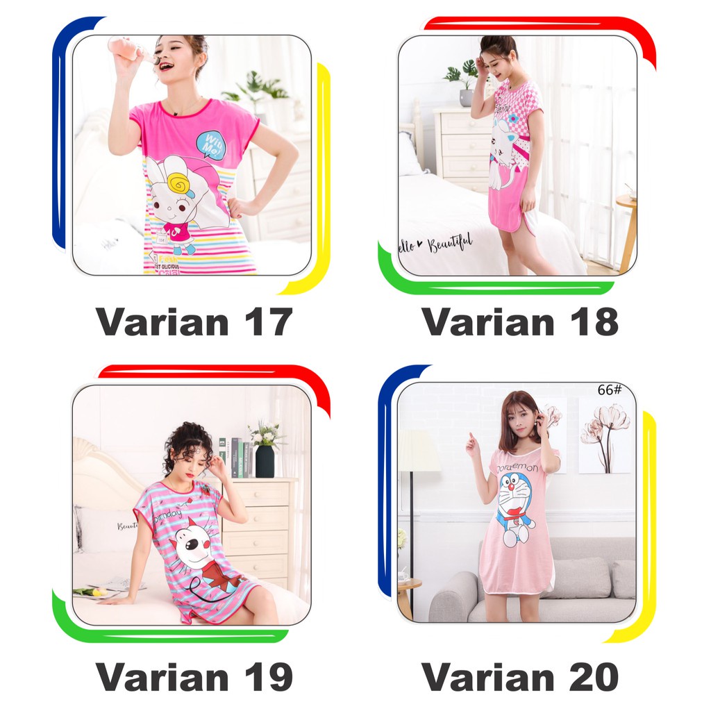 𝐄𝐁𝐒 ✅ PW061 Baju Tidur Wanita Piyama Motif Kartun Lucu Pakaian Wanita Daster Variasi Import COD