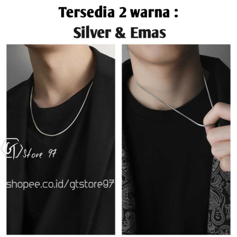 Kalung Titanium Pria Anti Karat Bulat Silver Perak Emas Kalung Titanium Asli Cowok Cewek Kalung Titanium Cowo Cewe Kalong Titanium Peria Kalung Stainle steel 316L Berkualitas