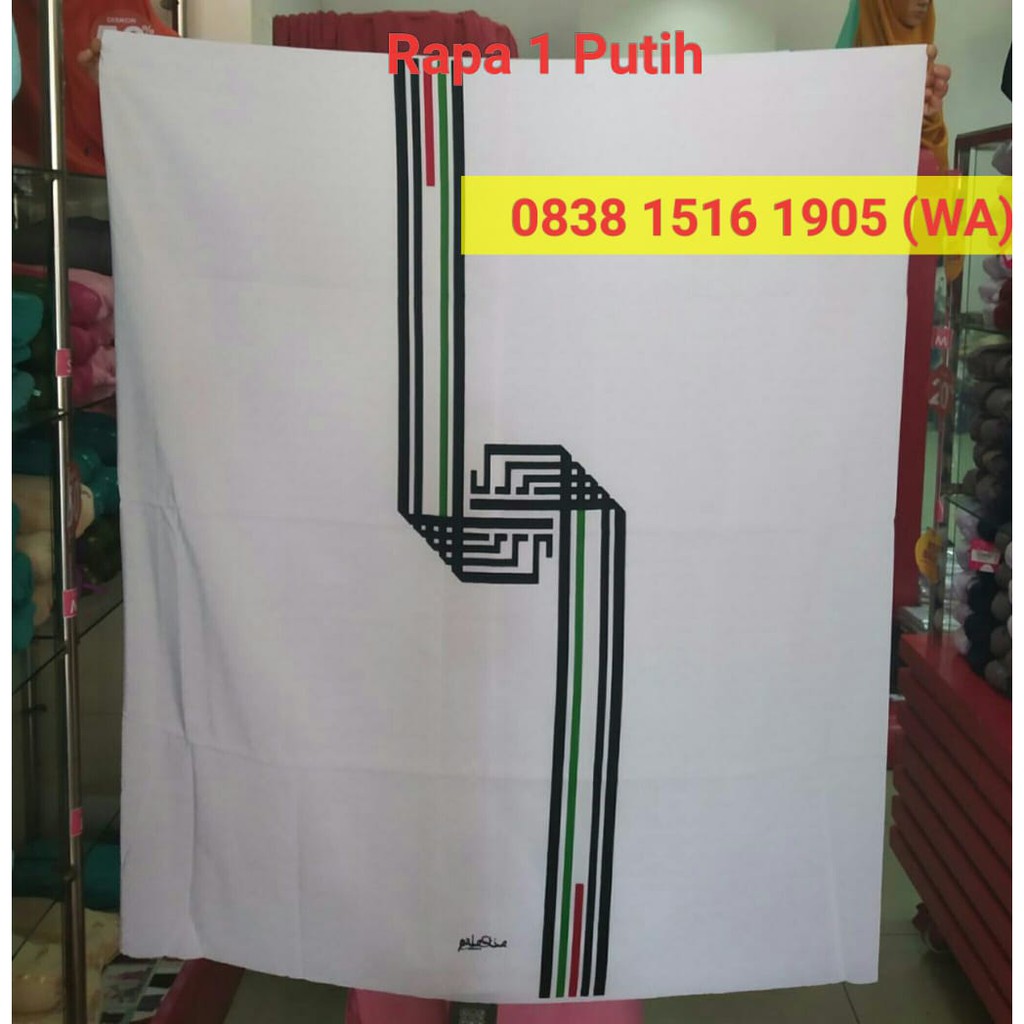 Kain sarung dewasa rabbani murah putih polos motif palestine alquds 2 Kualitas import