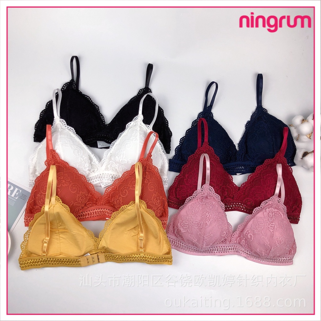 Ningrum Pakaian Dalam Bra Wanita BH Wanita Sexy Tanpa Kawat Bahan Halus Bralette Push Up Elastis Bh Motif Renda - 2065