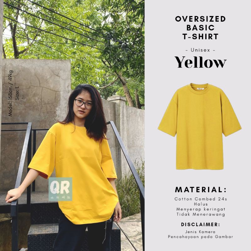 KAOS POLOS OVERSIZE UNISEX COTTON COMBED 24S PREMIUM OVERSIZED TSHIRT-Yellow