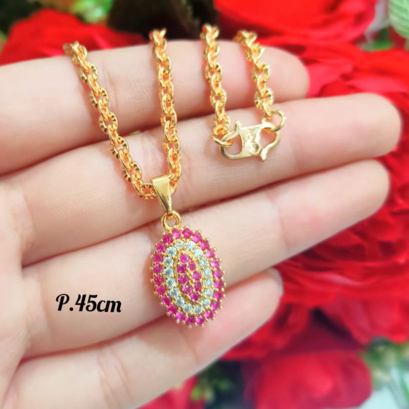 Perhiasan wanita emas permata fulk zircon oval logam Emas18k tidak karat