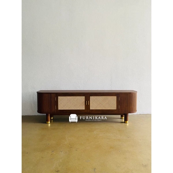 Meja Tv Jati Minimalis / Buffet tv jati natural rotan / Meja tv minimalis jati rotan
