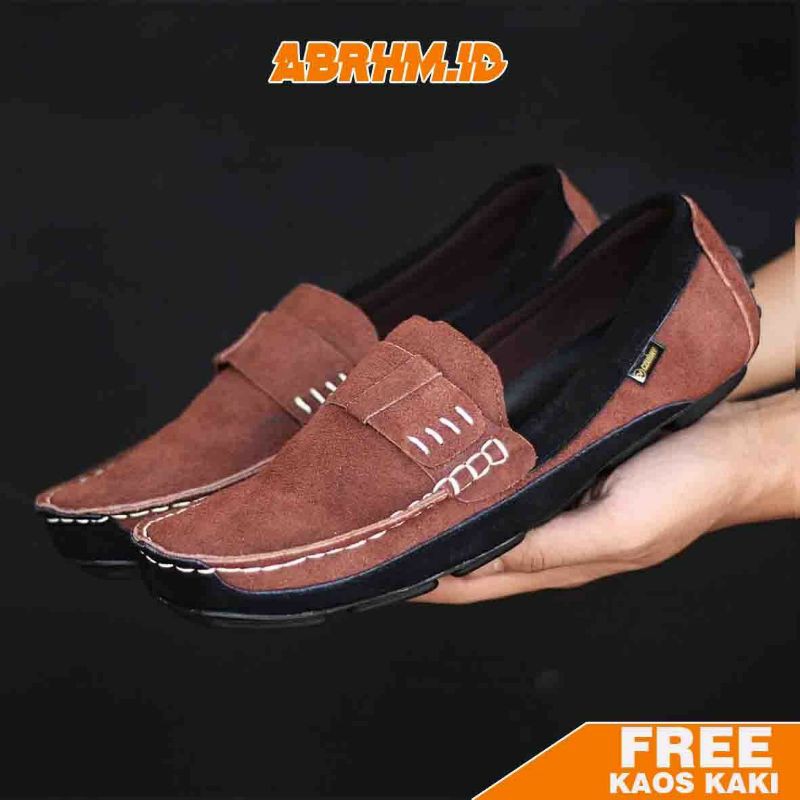 ABRHM x AHARON Sepatu Slip On Pria Sepatu Casual Pria Sepatu Pria Casual Pria Kulit Asli Cowok/Cowo Sepatu Kasual Santai Gaya Keren Kekinian Murah Teraris