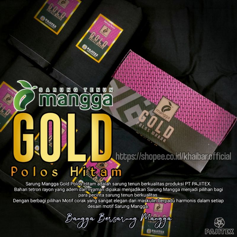 (COD) SARUNG MANGGA GOLD HITAM POLOS TUMPAL GARIS SARUNG MANGGA GOLD ORIGINAL