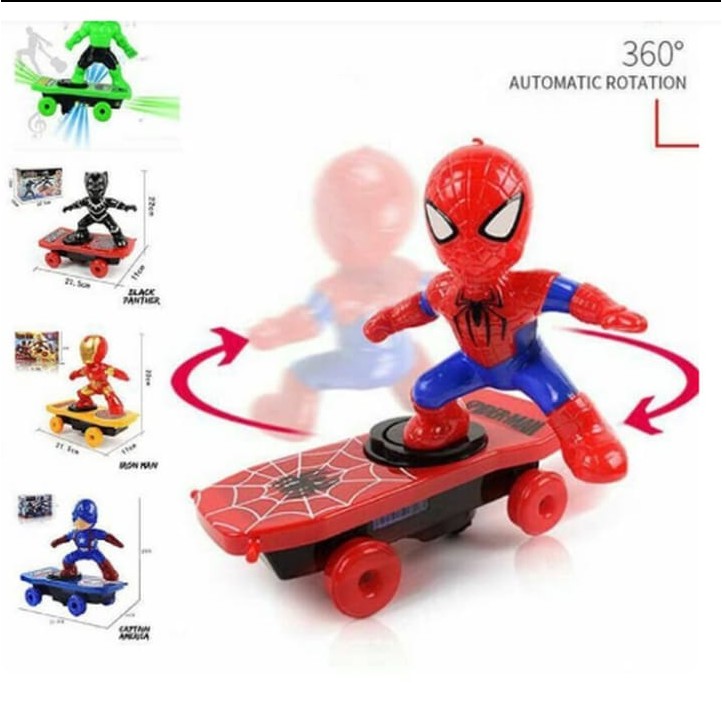 Mainan Skuter Spiderman Avengers Hero Elektrik dengan Musik Lampu LEd