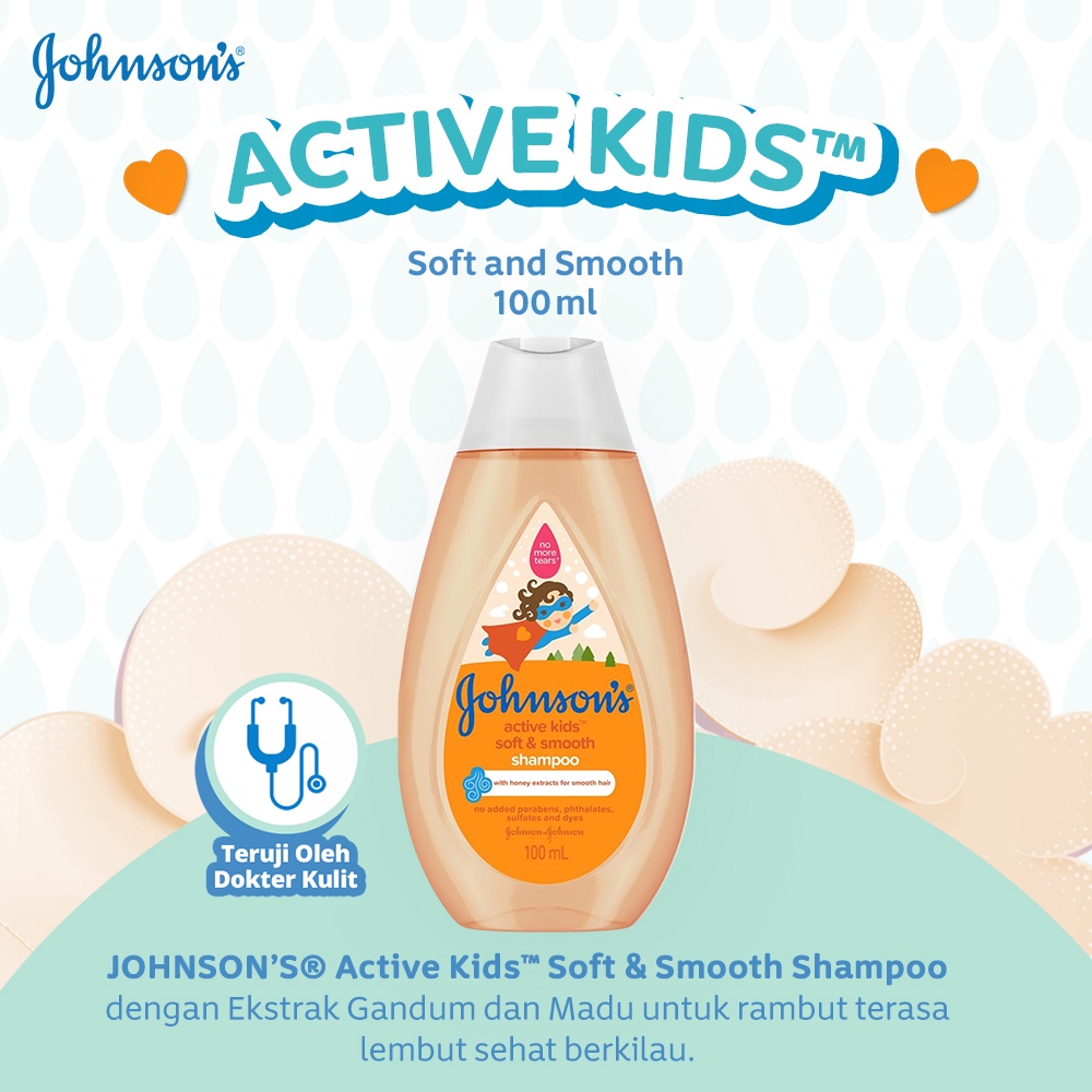 JOHNSON'S Active Kids Soft &amp; Smooth Shampoo - Shampo Anak-anak 100ml