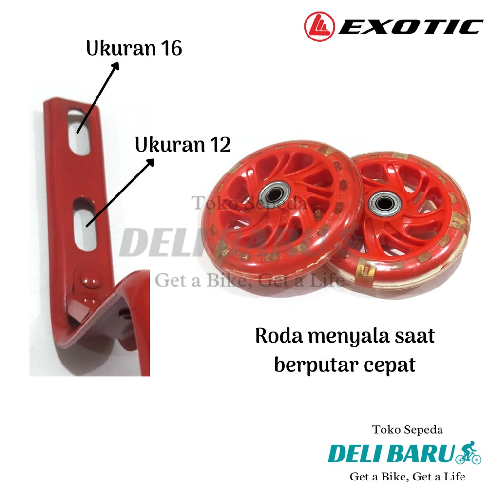 Exotic Roda bantu samping LAMPU ukuran 12 dan 16 sepeda anak mini