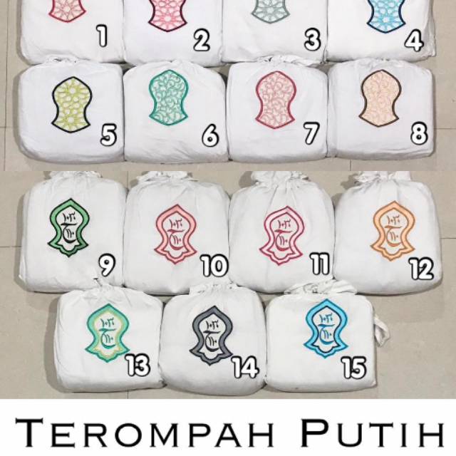 Mukena terompah putih wafaq dan ukiran