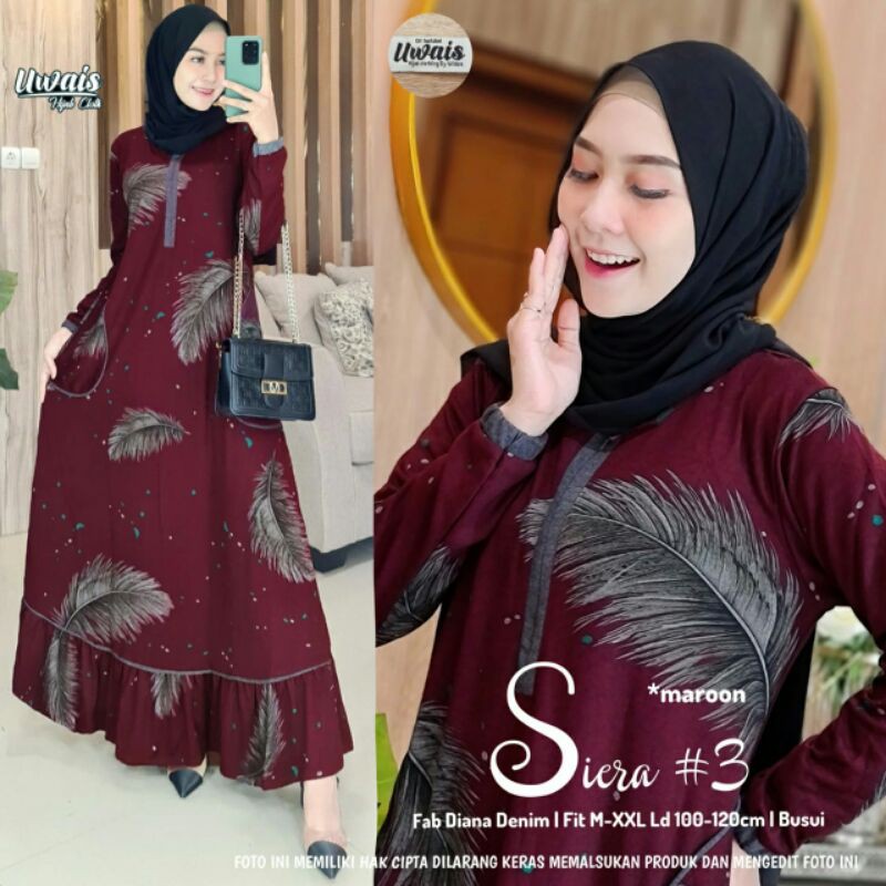 Siera #3 by Uwais Maxi Dress Maxy Dress Gamis Wanita Baju Pengajian Gamis Busui Friendly Dress Busui