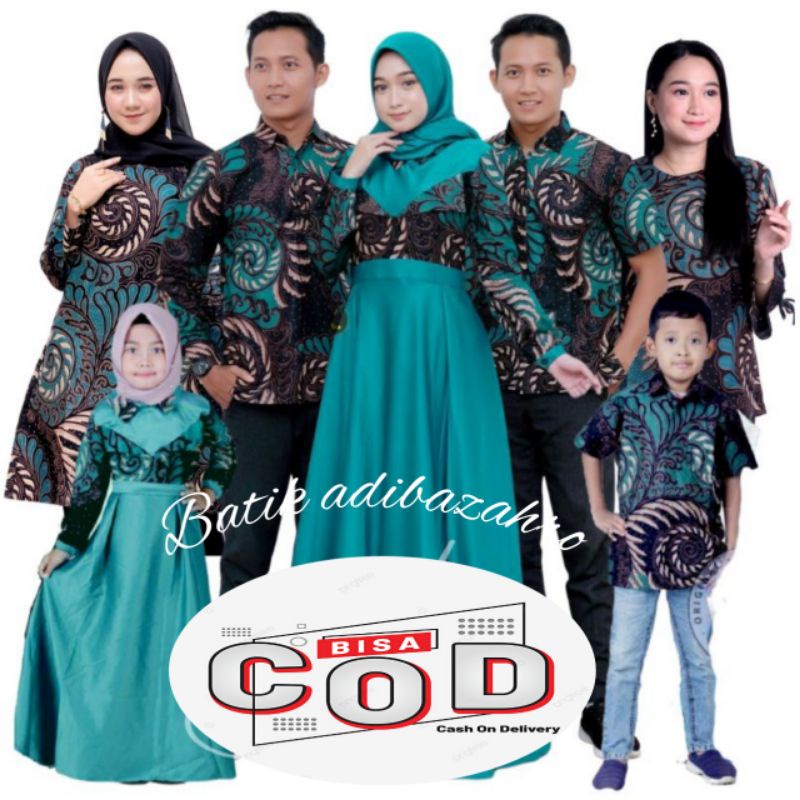 Batik couple keluarga modern terbaru set couple batik keluarga gamis jumbo velvet tosca termurah di 