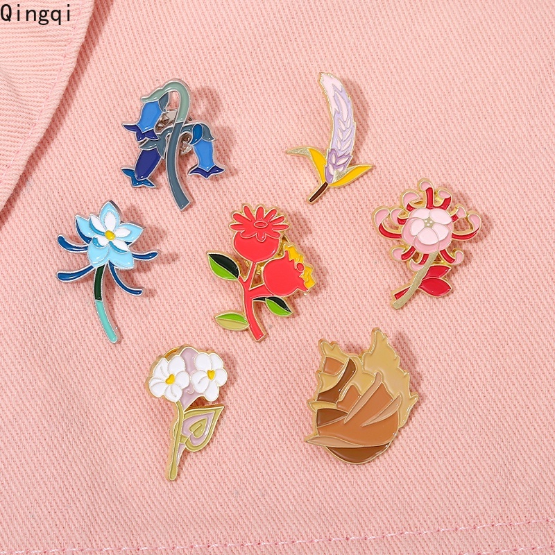 Bros Pin Enamel Desain Anime Game Genshin Impact Flower Untuk Hadiah Teman