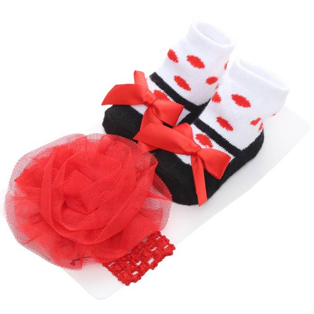 1234OS - Kaos kaki bandana set newborn bayi, Kaos kaki bunga newborn bayi perempuan.