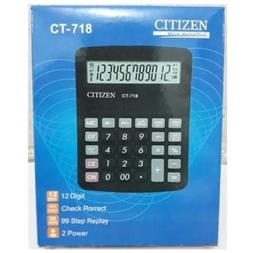 Kalkulator Citizen CT 718 C / Warna Warni Hitam Biru / Pink / Hijau / Oranye / Orens / CT-718 / CT-718C