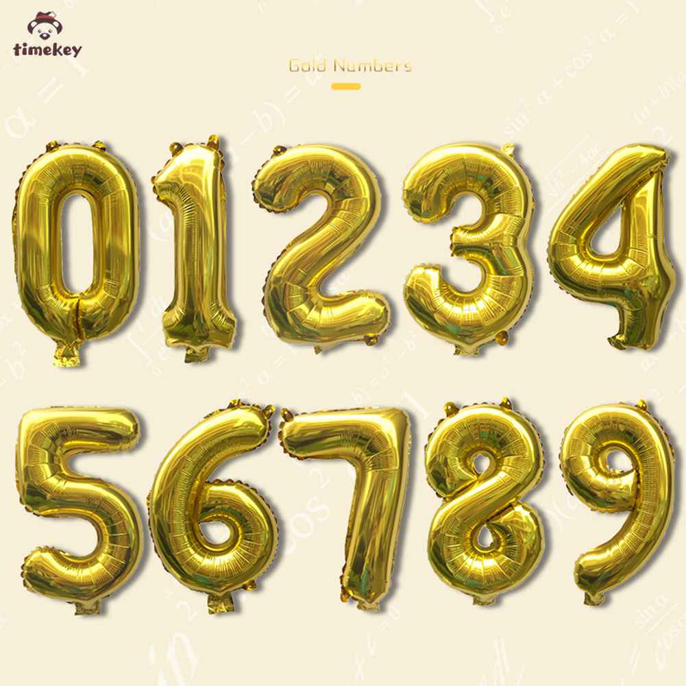 Balon Foil Helium Bentuk Angka Warna Emas Ukuran 32 Inch Untuk Dekorasi Pesta Ulang Tahun