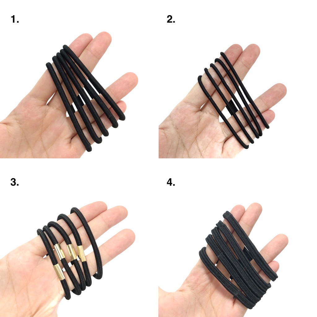 Black Set Kuncir Rambut (5pcs) - Ikat / Karet Handuk Made in Korea