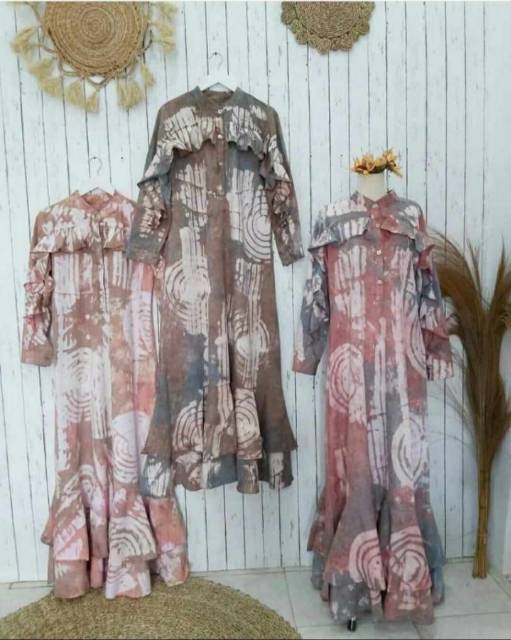 Gamis jumputan Clara Vol 1 katun micro tiedye model rumbai