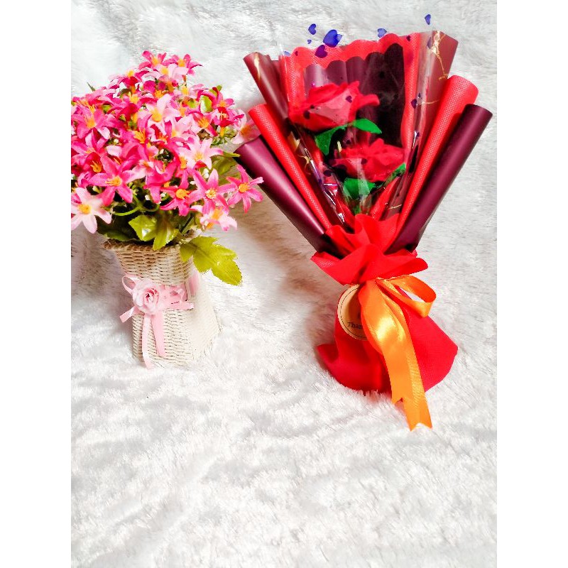 BUKET BUNGA FLANEL 2TANGKAI MURAH