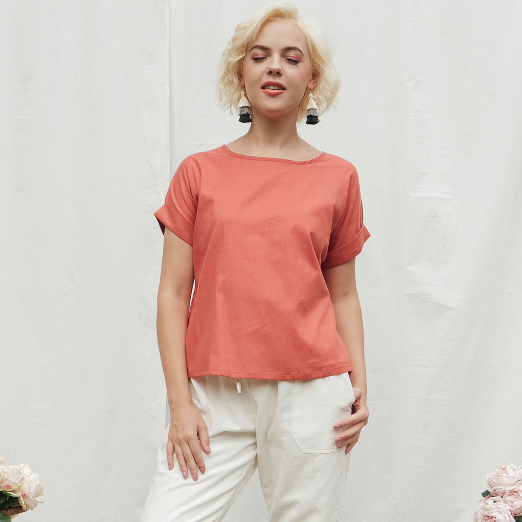 Beatrice Clothing Savy Blouse - Blouse Wanita-Terracotta