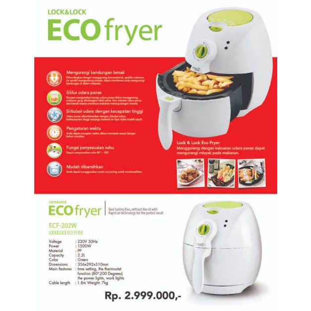 Lock n Lock air fryer ECF202W menggoreng tanpa minyak