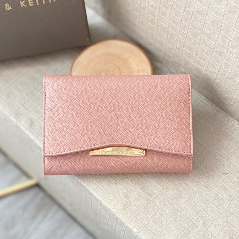 DOMPET WANITA IMPORT CK CNK FRONT FLAP WALLET ORI | Vente Gallery-Mauve + Box