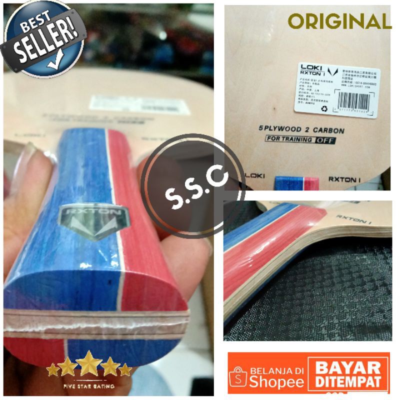 KAYU BET PINGPONG BLADE TENIS MEJA LOKI RXTON I CARBON ORIGINAL
