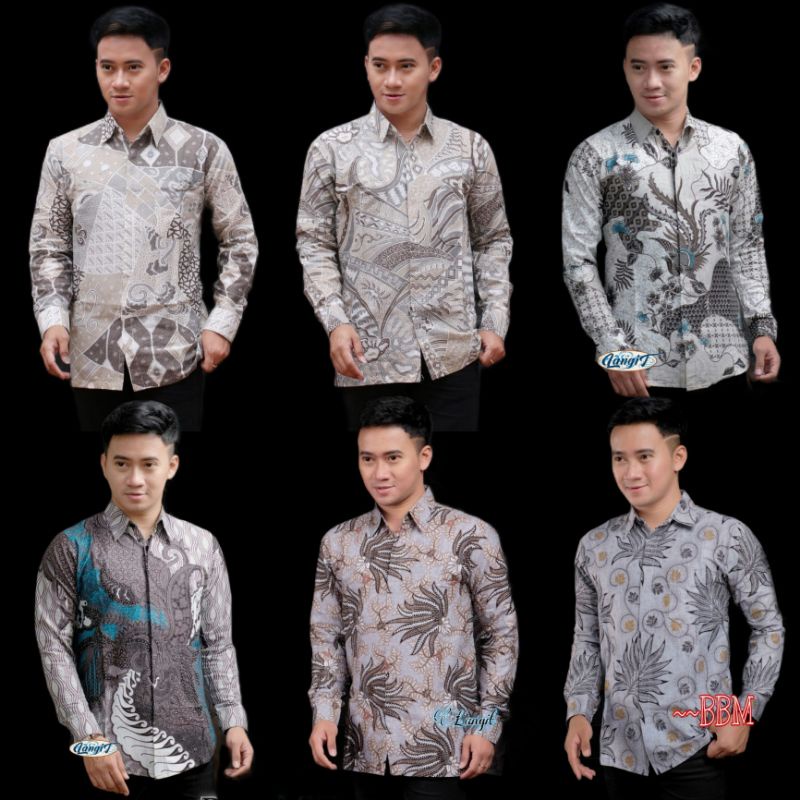 Batik Pria Lengan Panjang BATIK HARUM HRB026 motif KERATONAN Kode 002 size M L XL XXL Reguler