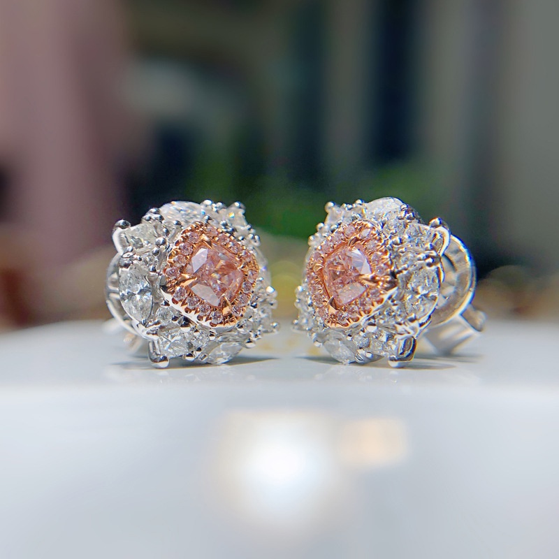 Fashion Inlaid Pink Diamond Vintage Luxury Ear Studs Earrings