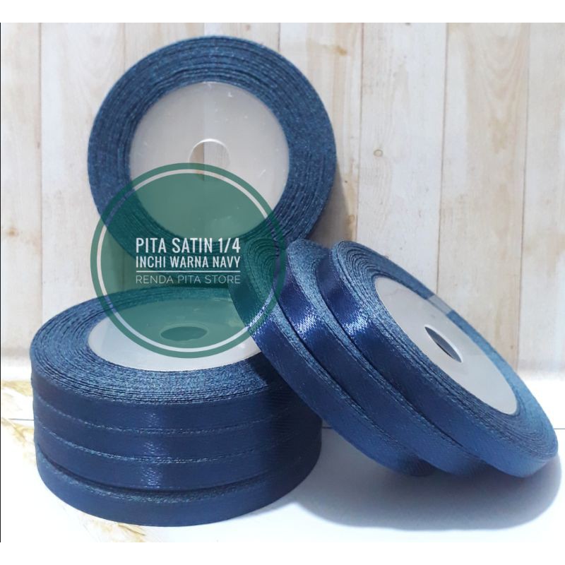 

pita satin kecil termurah per rol 1/4 inchi NAVY