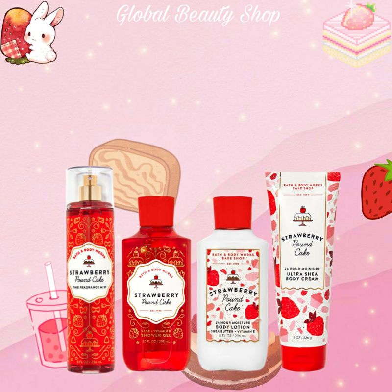 Strawberry Pound Cake - BBW ( Fragrance Mist - Body Lotion - Shower Gel - Body Cream )