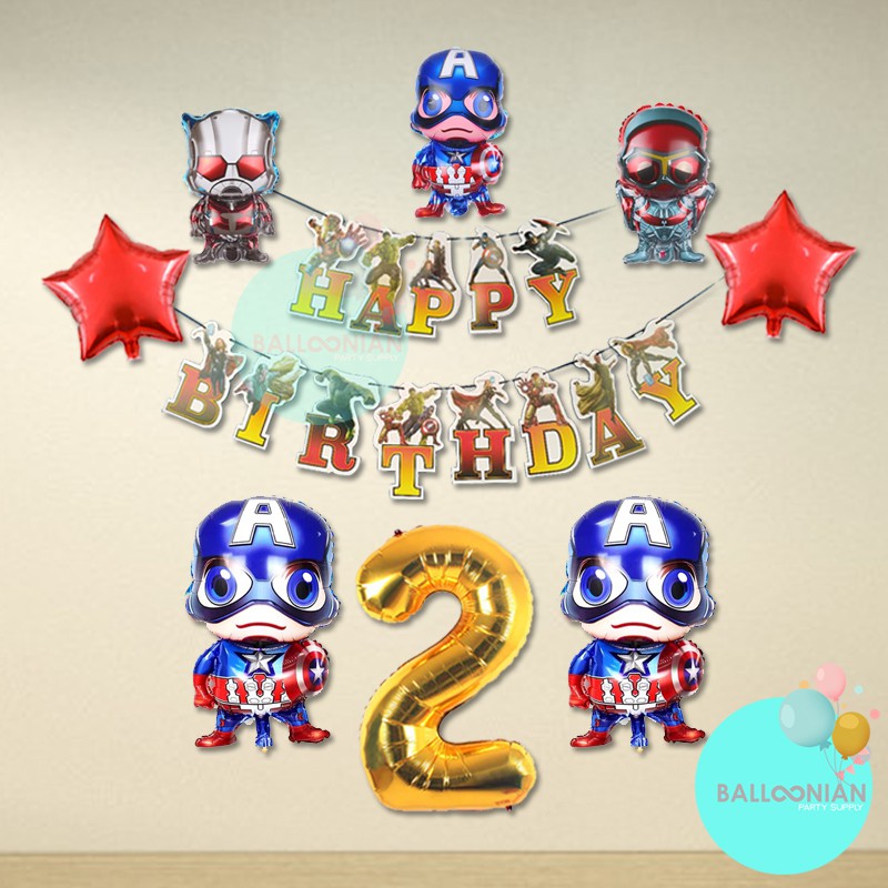 BALON AVENGERS BANNER DEKORASI SET/BALON FOIL IRONMAN/DEKORASI ULANG TAHUN AVENGERS