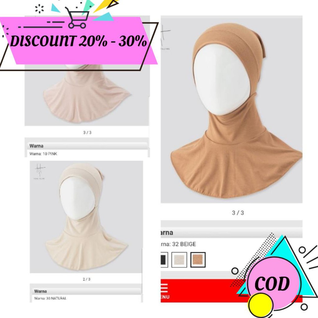 (BAYAR DITEMPAT) UNIQLO AIRISM HANATAJIMA CIPUT NINJA / BANDANA INNER HIJAB AA307