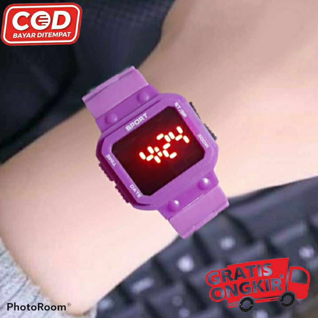 JAM TANGAN DIGITAL KOTAK SIMPLE MURAH BISA UNTUK ANAK REMAJA TALI KARET / BISA COD