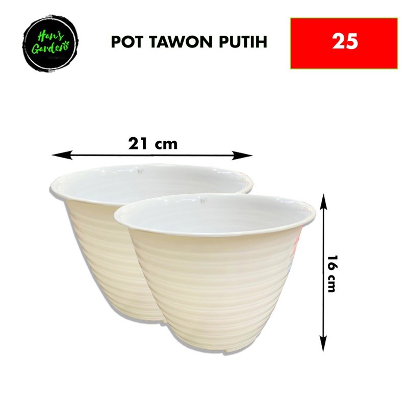 Pot tawon pot bunga putih ukuran 25
