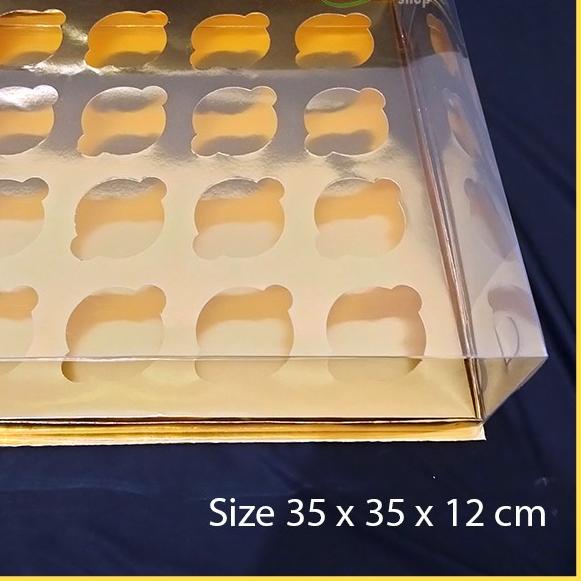 

۞ Box Mika Gold Cupcake isi 16 uk 35x35x12 Donat Dus Kue Kardus Emas Muffin Cake Pudding Karton Chiaki ❆