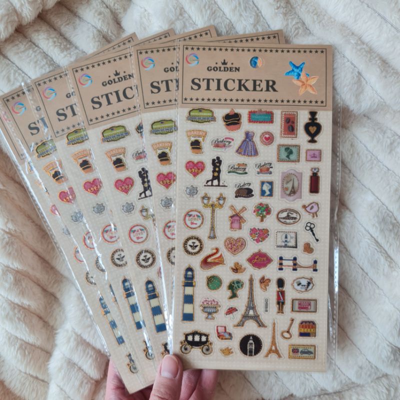 

Vintage Sticker Gold Foil Deco Stickers Bujo Journaling Journal Stiker Diary Planner UK Paris London Travel Accessories Decoration Dress Key
