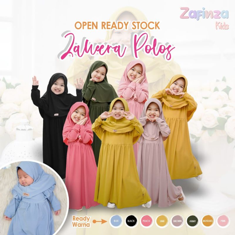 Gamis anak Zaheera Polos Original by Zafinza Kids / gamis anak jersey premium/ gamis anak murah kual
